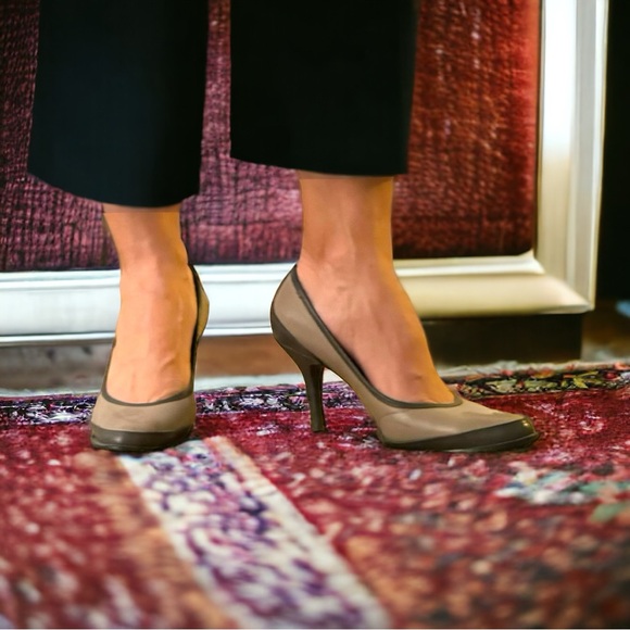 Nine West NATRIO Gray Color Block High Heel Leather Pumps Sz 7 M - Picture 2 of 7